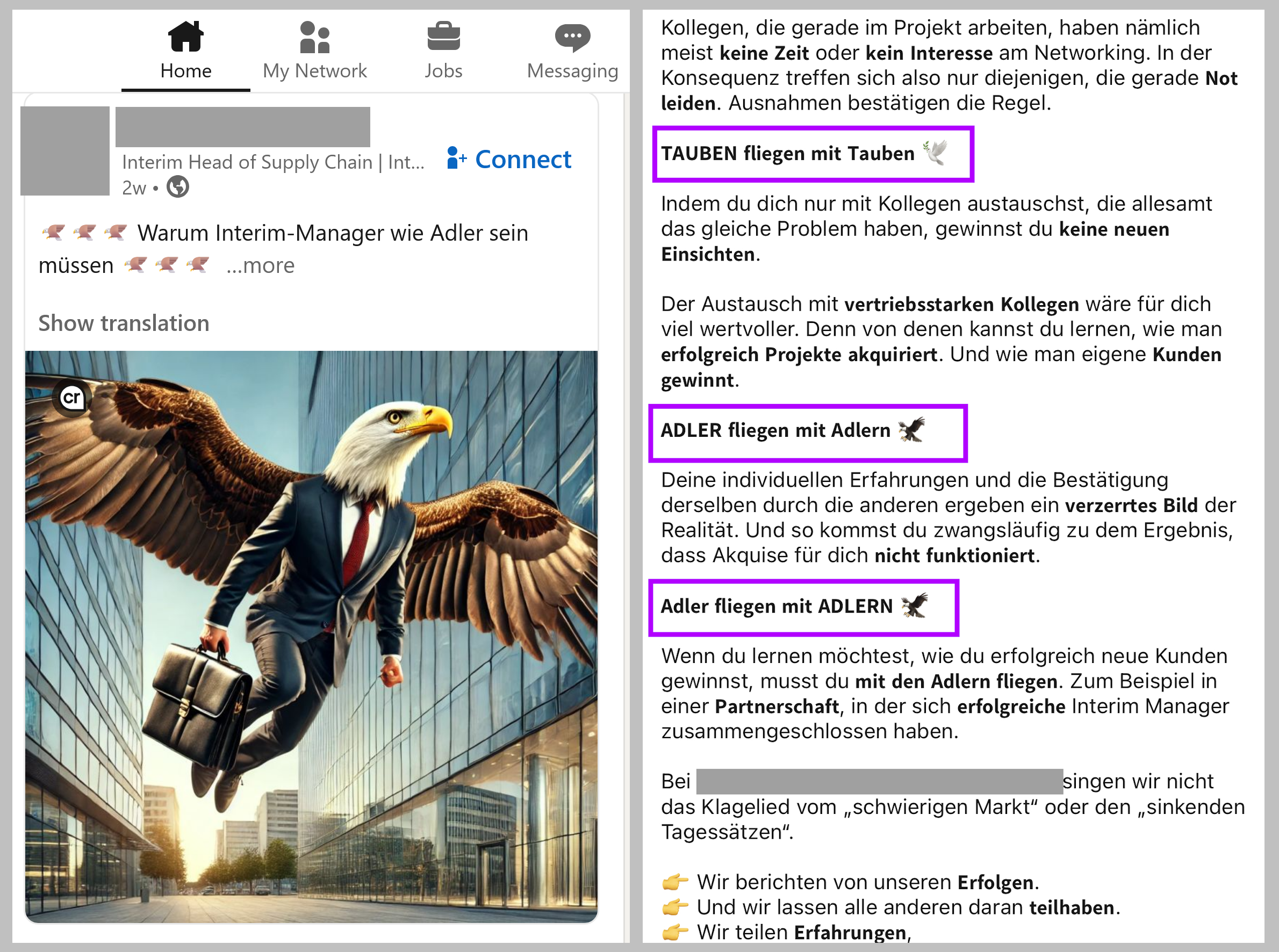 Von den Adler-Königen im Interim-Business und den Loser-Tauben